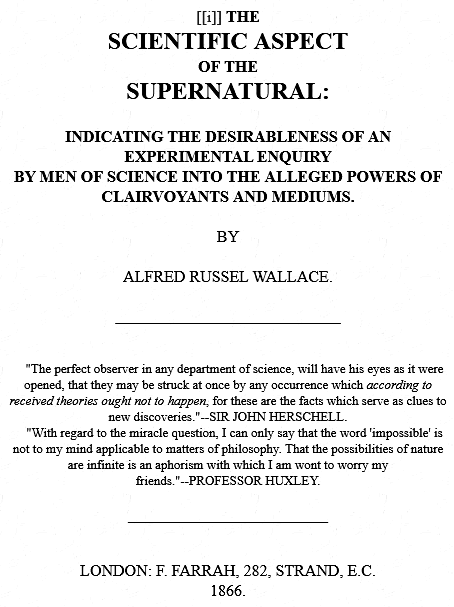 Wallace Scientific aspects of supernatural