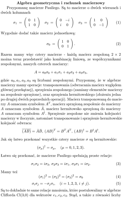 Geometric algebra with Pauli matrices