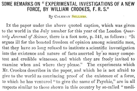 Some remarks on William Crookes - Sellers